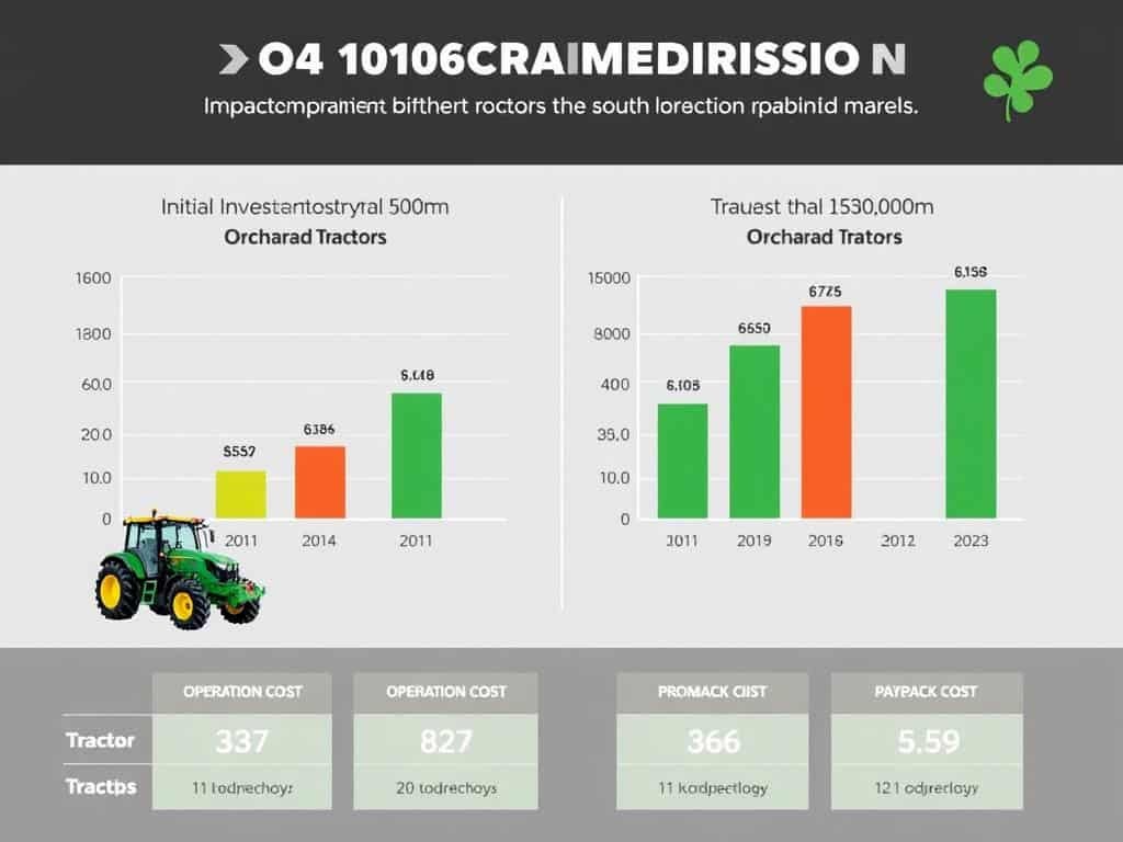 Chart showing ROI comparison for different compact orchard tractors in South American markets